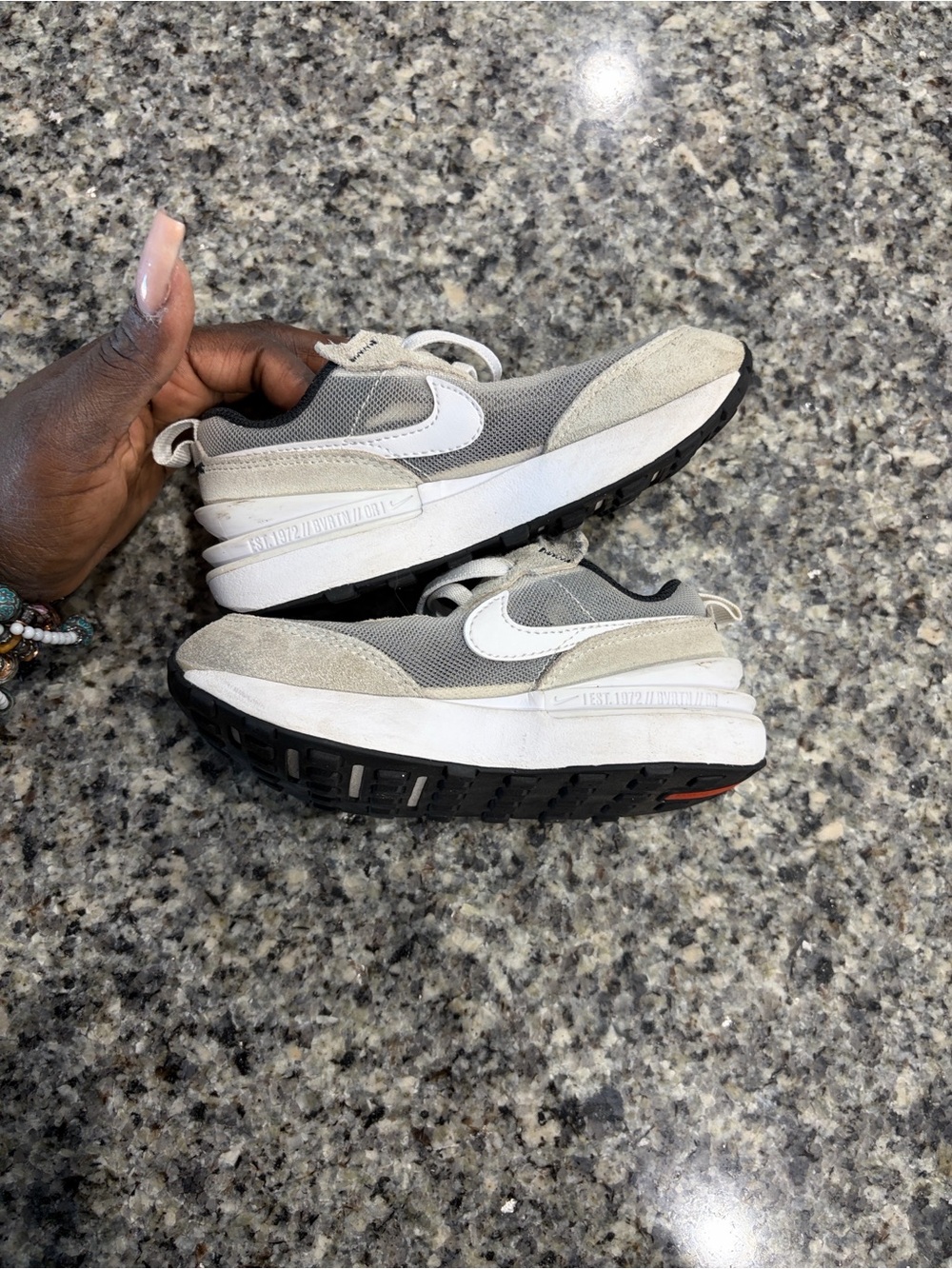 Nike Kids Gray and White Sneakers - Picture 7 of 11